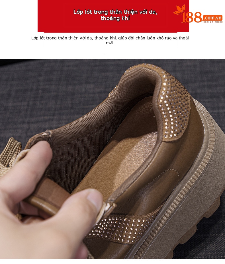 Giày sneaker nữ đế dày tăng chiều cao phong cách Đức retro da lộn đính đá mùa thu 2026 — M2653 lớp lót đơn màu đen, M2653 li đơn màu đỏ, Lớp lót đơn màu vàng M2653, M2653-1 đen cộng với nhung chi tiết 7