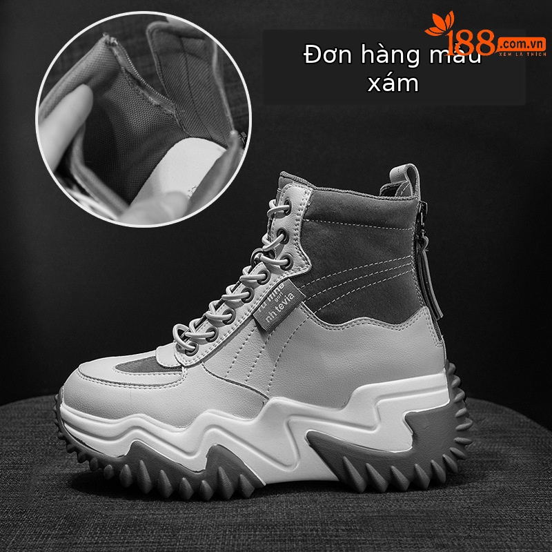 Giày sneaker nữ chunky đế dày phong cách Hàn Quốc, lót lông giữ ấm, tăng chiều cao, mùa thu đông 2026 — M168 đen cộng với nhung, Lớp lót đơn màu xám M168-1, Lớp lót đơn màu đen M168-1, M168 màu xám cộng với nhung