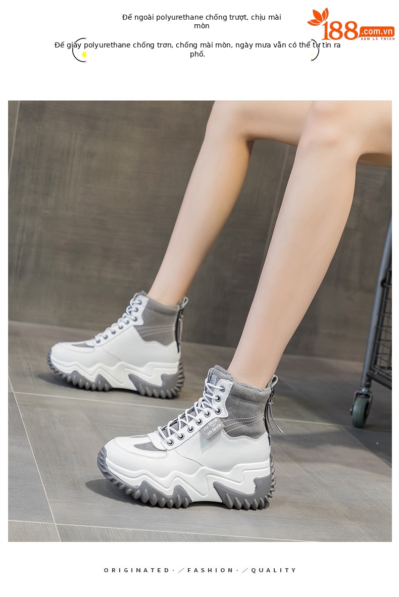 Giày sneaker nữ chunky đế dày phong cách Hàn Quốc, lót lông giữ ấm, tăng chiều cao, mùa thu đông 2026 — M168 đen cộng với nhung, Lớp lót đơn màu xám M168-1, Lớp lót đơn màu đen M168-1, M168 màu xám cộng với nhung chi tiết 12