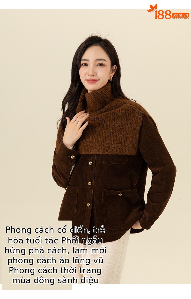 Áo khoác cardigan nữ phong cách Hàn Quốc chất nhung tăm cổ điển, dáng suông dễ phối — Màu cà phê chi tiết 16