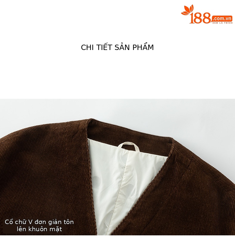 Áo khoác cardigan nữ phong cách Hàn Quốc chất nhung tăm cổ điển, dáng suông dễ phối — Màu cà phê chi tiết 17