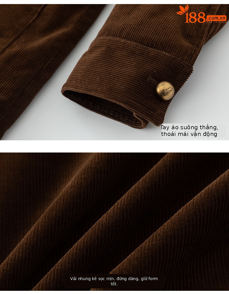 Áo khoác cardigan nữ phong cách Hàn Quốc chất nhung tăm cổ điển, dáng suông dễ phối — Màu cà phê chi tiết 19
