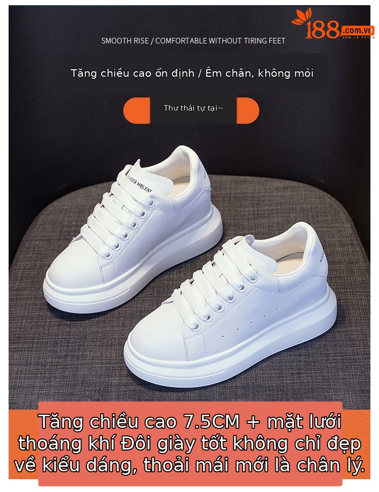 Giày sneaker nữ chunky đế dày phong cách McQueen mới xuân hè 2025, tăng chiều cao — 6706 tăng chiều cao [đuôi trắng], 6706 Tăng chiều cao của đuôi đen] chi tiết 11