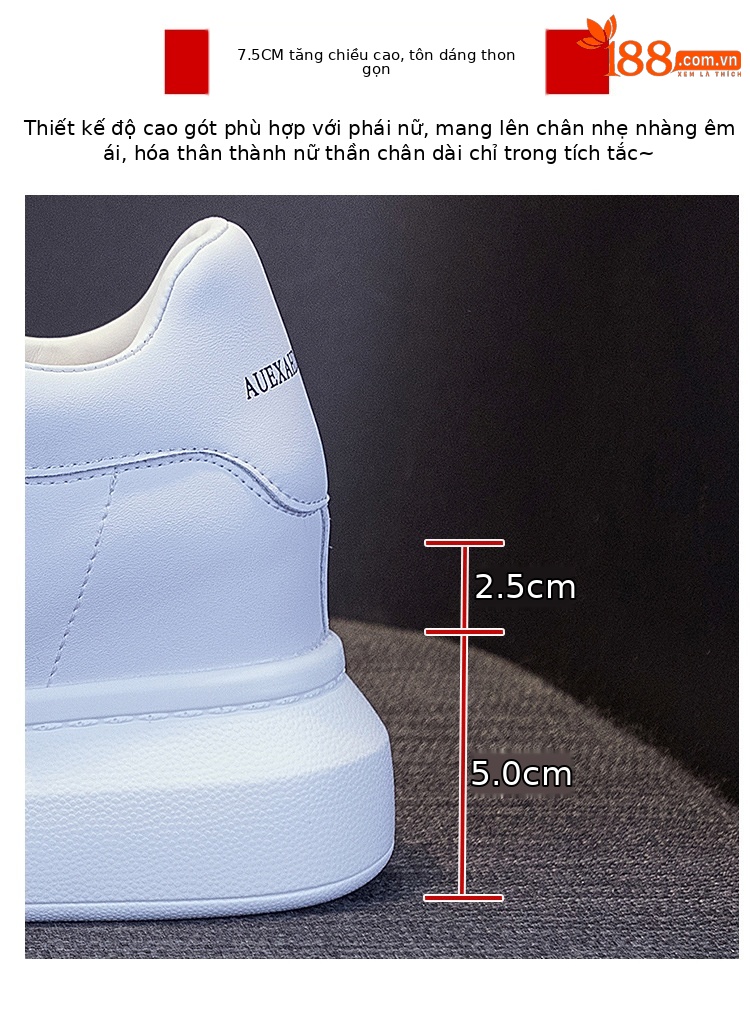Giày sneaker nữ chunky đế dày phong cách McQueen mới xuân hè 2025, tăng chiều cao — 6706 tăng chiều cao [đuôi trắng], 6706 Tăng chiều cao của đuôi đen] chi tiết 20