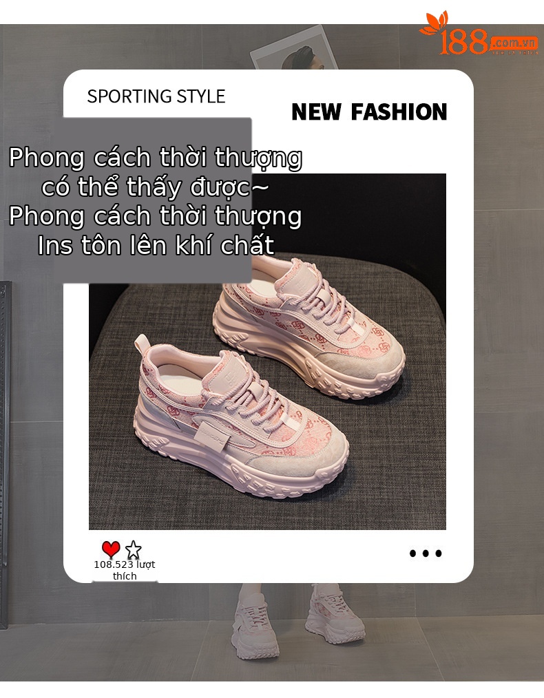 Giày sneaker nữ chunky đế dày mũi tròn phong cách Pháp, tăng chiều cao — Lưới vàng M2313-1, M2313-1 lưới bạc, M2313-1 lưới màu lạc đà, M2313-1 lưới màu trắng chi tiết 8