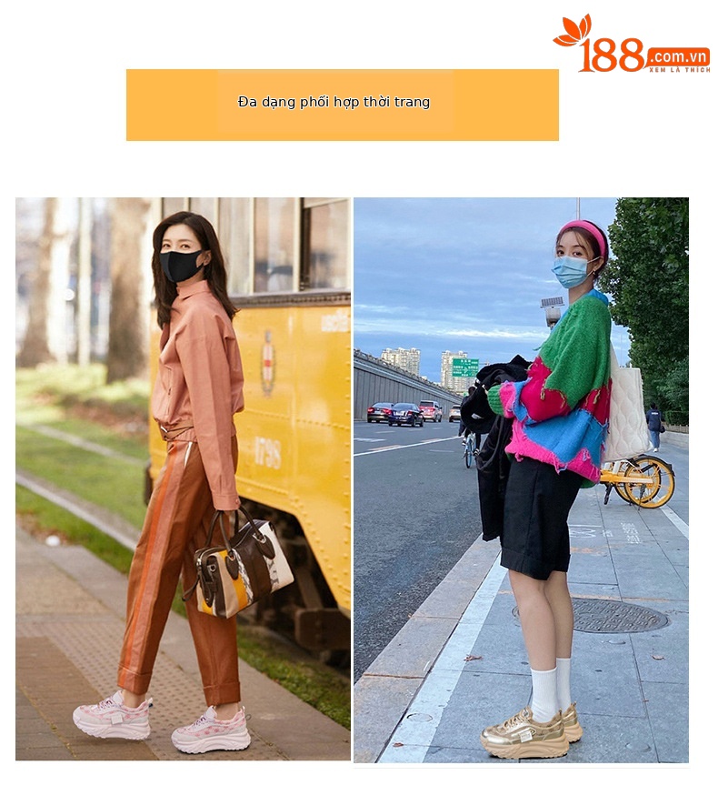 Giày sneaker nữ chunky đế dày mũi tròn phong cách Pháp, tăng chiều cao — Lưới vàng M2313-1, M2313-1 lưới bạc, M2313-1 lưới màu lạc đà, M2313-1 lưới màu trắng chi tiết 12