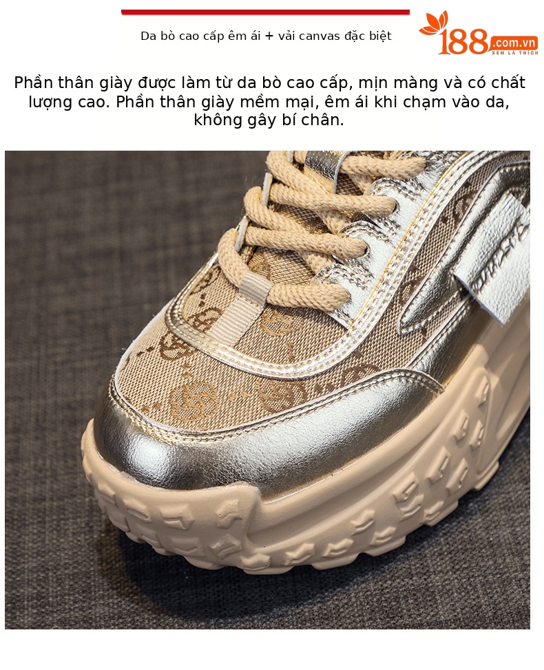 Giày sneaker nữ chunky đế dày mũi tròn phong cách Pháp, tăng chiều cao — Lưới vàng M2313-1, M2313-1 lưới bạc, M2313-1 lưới màu lạc đà, M2313-1 lưới màu trắng chi tiết 13