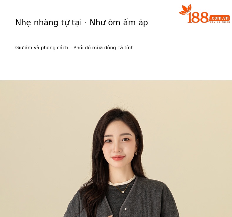 Áo khoác cardigan dáng dài cổ V họa tiết kim cương hai túi, 90% lông vũ trắng — Xám mã não chi tiết 7