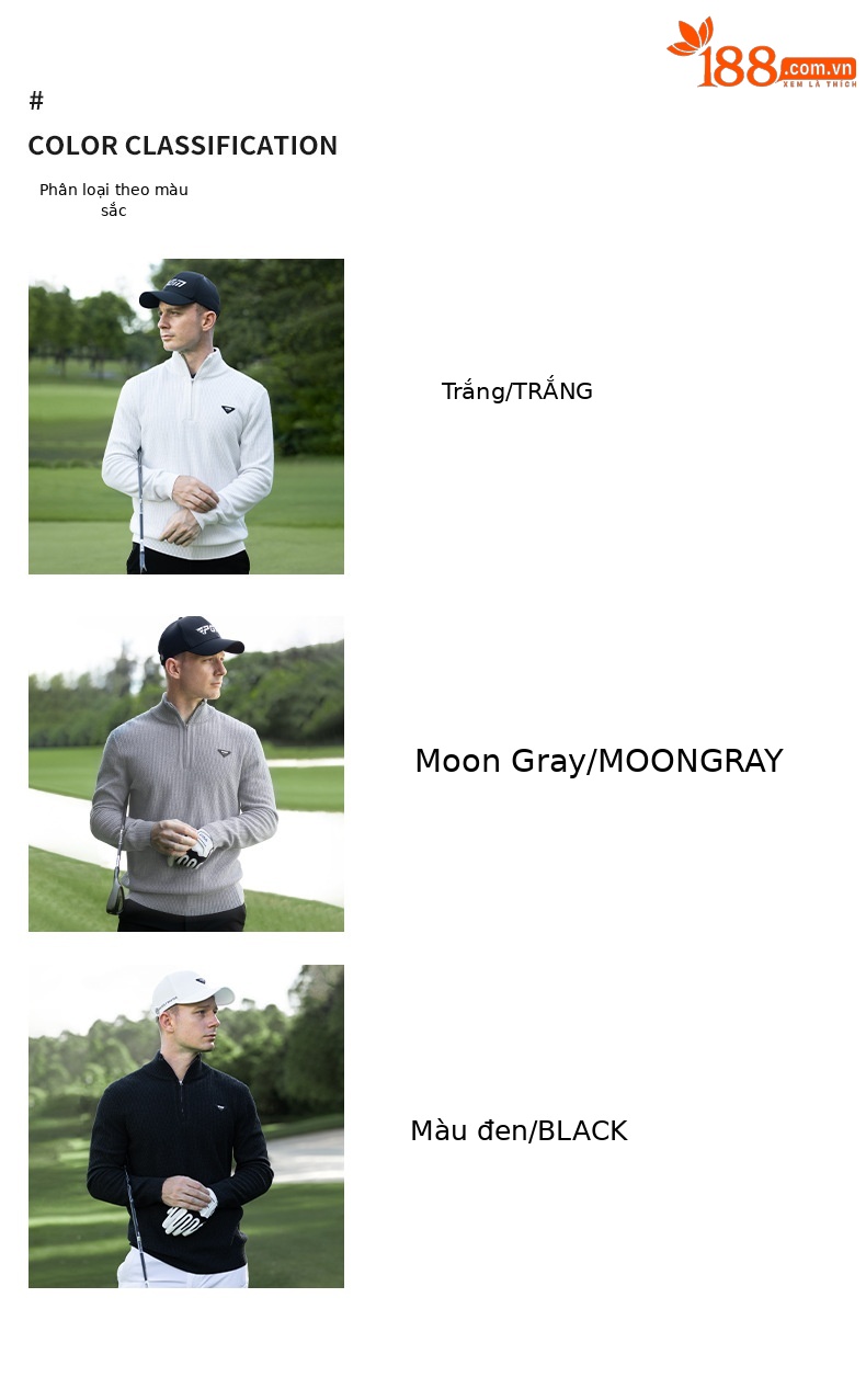 Áo len golf nam cổ đứng dệt kim giữ ấm mùa thu đông — YF720-Áo len màu xám mặt trăng chi tiết 3