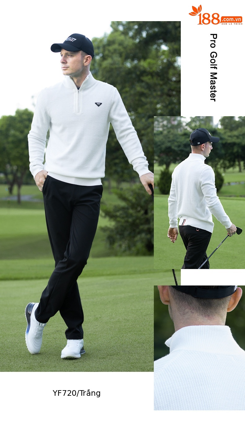 Áo len golf nam cổ đứng dệt kim giữ ấm mùa thu đông — YF720-Áo len màu xám mặt trăng chi tiết 12
