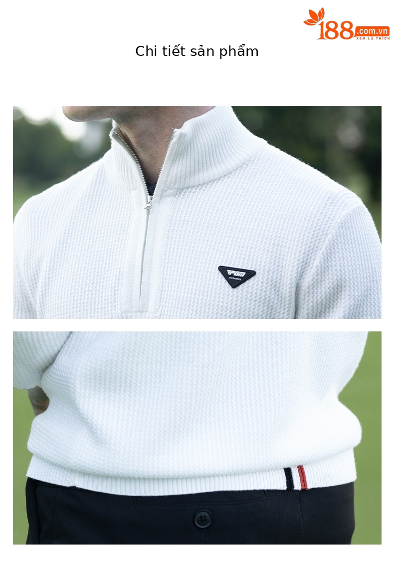 Áo len golf nam cổ đứng dệt kim giữ ấm mùa thu đông — YF720-Áo len màu xám mặt trăng chi tiết 15