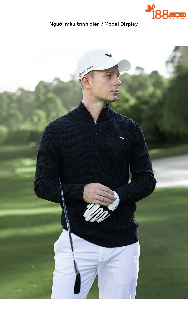 Áo len golf nam cổ đứng dệt kim giữ ấm mùa thu đông — YF720-Áo len màu xám mặt trăng chi tiết 16