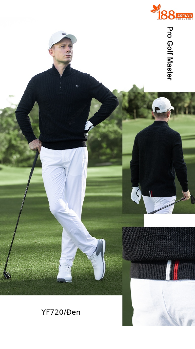 Áo len golf nam cổ đứng dệt kim giữ ấm mùa thu đông — YF720-Áo len màu xám mặt trăng chi tiết 17