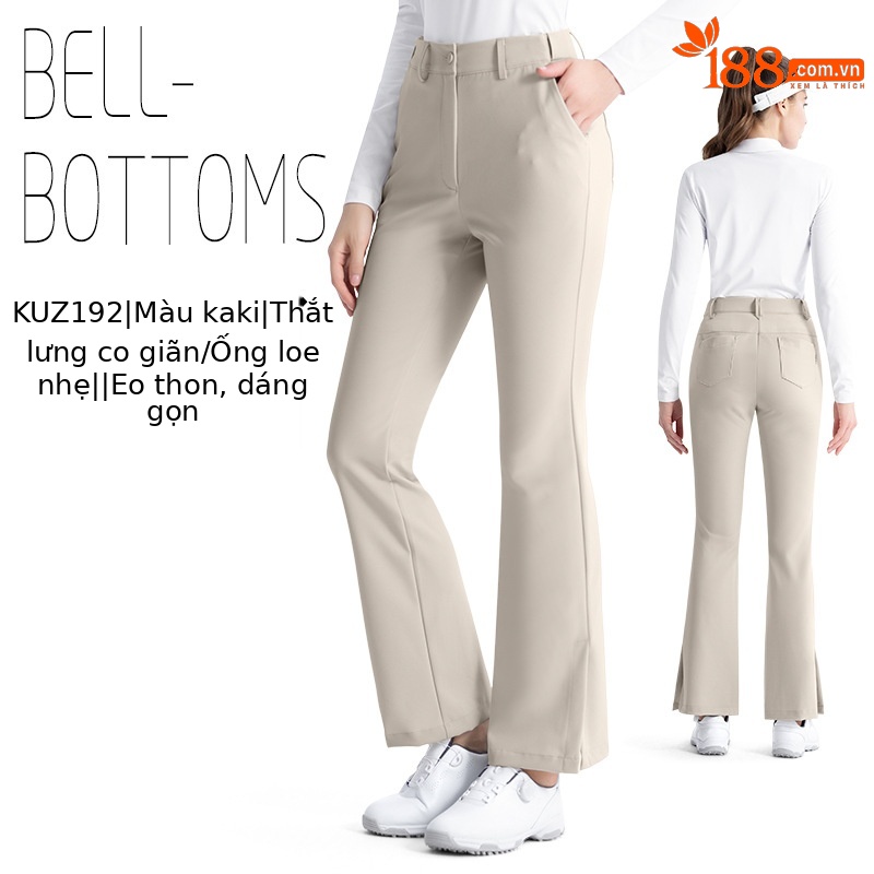 KUZ192 [Thắt lưng co giãn/nâng hông thon gọn] Quần ống loe kaki