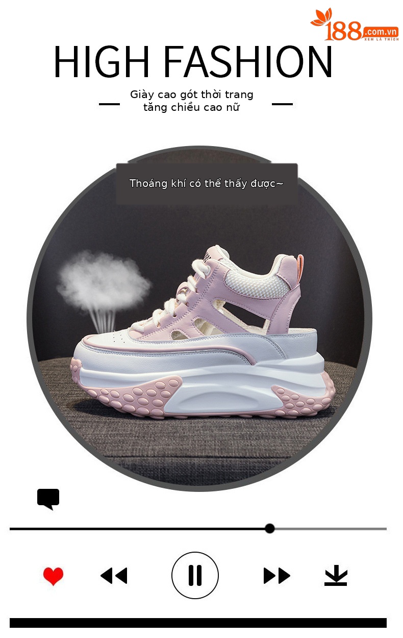 Giày sneaker nữ da thật đế dày phong cách bố mùa hè 2025 nhẹ tăng chiều cao — M2357 màu hồng, M2357 màu xanh lá cây, M2357 màu trắng chi tiết 6