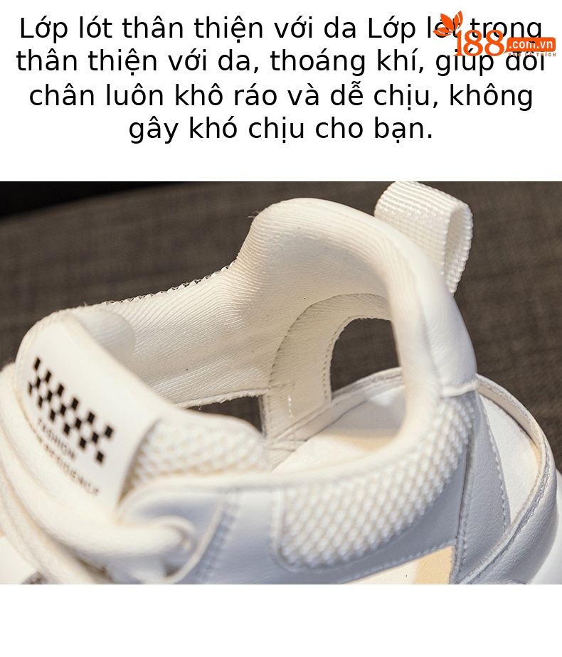 Giày sneaker nữ da thật đế dày phong cách bố mùa hè 2025 nhẹ tăng chiều cao — M2357 màu hồng, M2357 màu xanh lá cây, M2357 màu trắng chi tiết 9