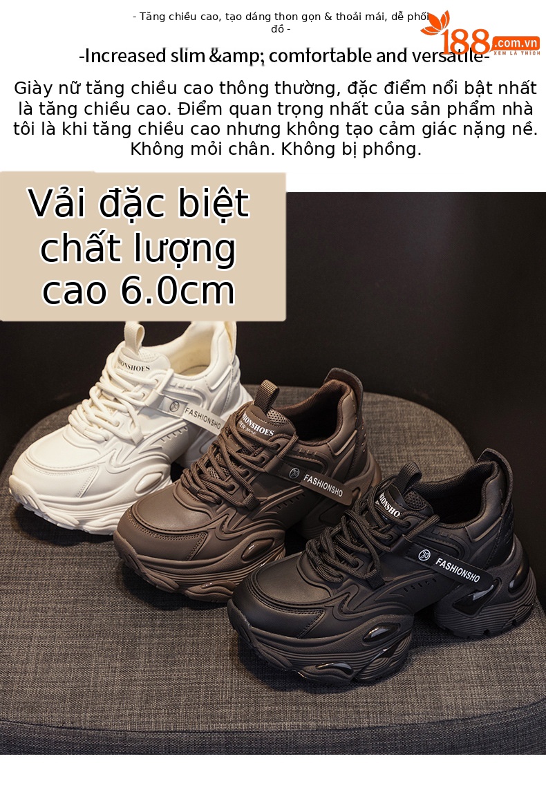 Giày sneaker nữ đế khí đệm dày tăng chiều cao phong cách thể thao — M2531-1 đen cộng với nhung, M2531 li đơn màu nâu, M2531-1 màu nâu cộng với nhung, M2531 lớp lót đơn màu đen chi tiết 2