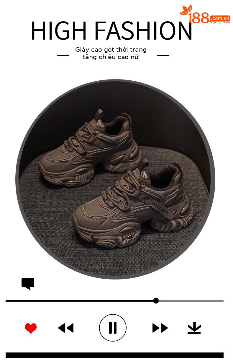 Giày sneaker nữ đế khí đệm dày tăng chiều cao phong cách thể thao — M2531-1 đen cộng với nhung, M2531 li đơn màu nâu, M2531-1 màu nâu cộng với nhung, M2531 lớp lót đơn màu đen chi tiết 5