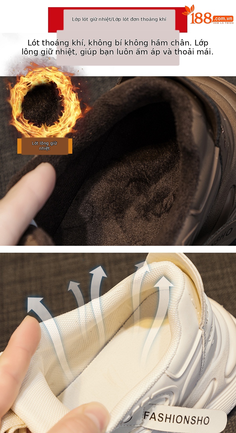 Giày sneaker nữ đế khí đệm dày tăng chiều cao phong cách thể thao — M2531-1 đen cộng với nhung, M2531 li đơn màu nâu, M2531-1 màu nâu cộng với nhung, M2531 lớp lót đơn màu đen chi tiết 8