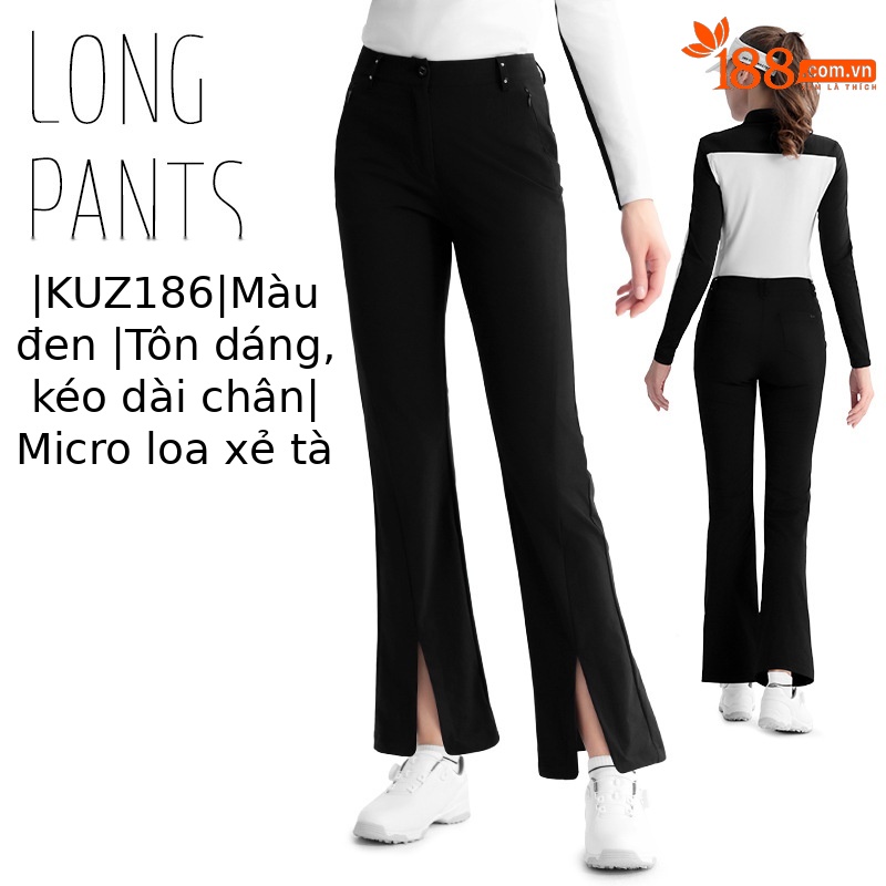 KUZ186 [Khe hở siêu nhỏ/túi khóa kéo/dài chân] màu đen