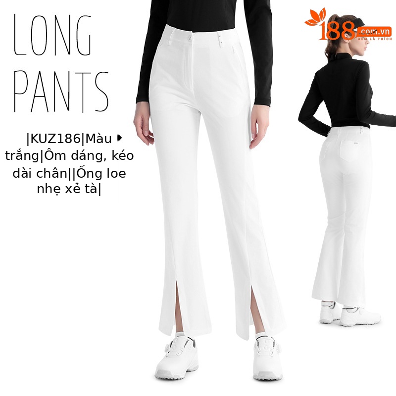KUZ186 [Khe hở siêu nhỏ/túi có khóa kéo/dài chân] màu trắng
