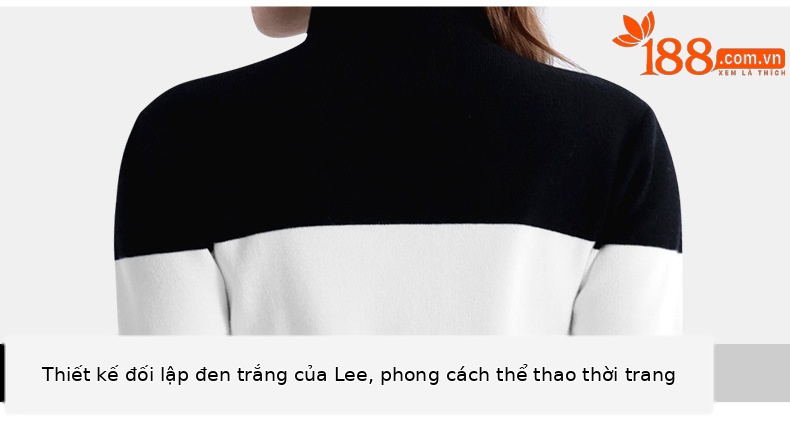 Áo len golf nữ ôm dáng chít eo phối váy ngắn thể thao — YF719-Áo len trắng đen, YF719-Áo len đen trắng chi tiết 10