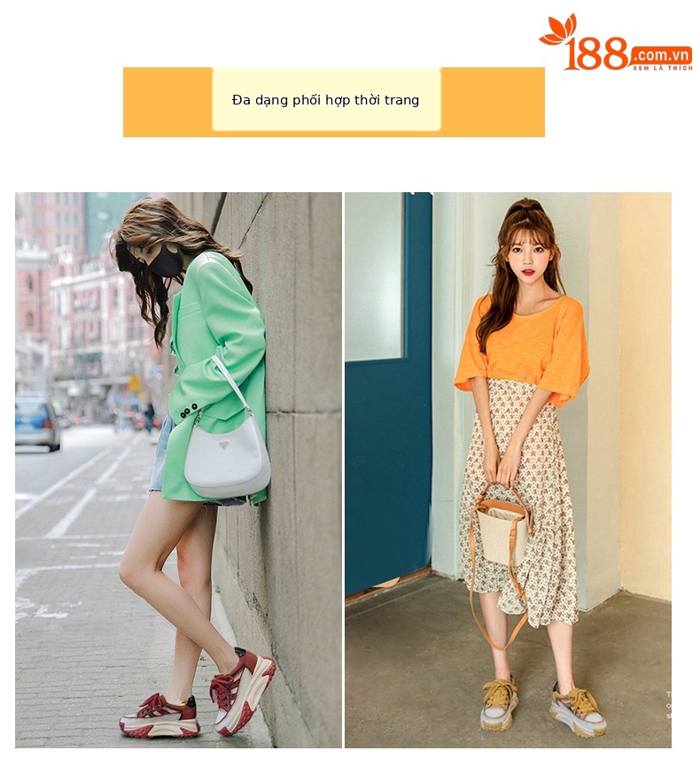 Giày sneaker chunky đế dày da lỗ rỗng nữ phong cách retro mùa hè 2025 — M2319 màu đỏ, M2319 màu đen, M2319 màu trắng, M2319 màu vàng chi tiết 7