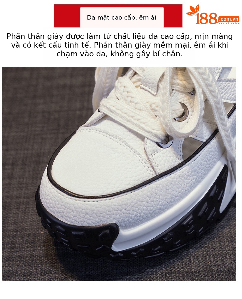 Giày sneaker chunky đế dày da lỗ rỗng nữ phong cách retro mùa hè 2025 — M2319 màu đỏ, M2319 màu đen, M2319 màu trắng, M2319 màu vàng chi tiết 8