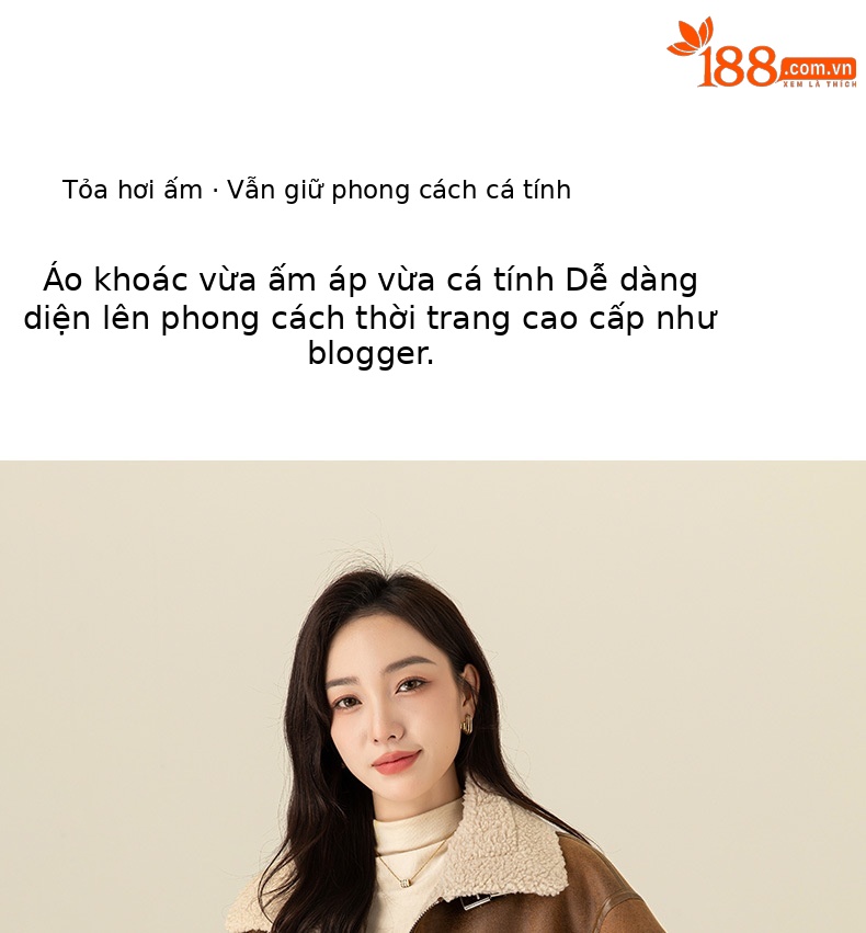 Áo khoác ngắn giả da cừu lông cừu dày dặn kiểu cổ điển Xingge dành cho nữ — Màu nâu kaki chi tiết 5