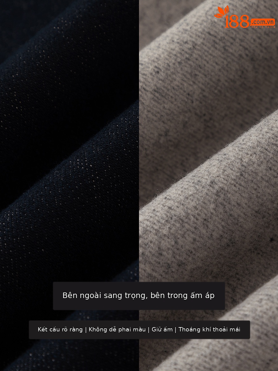 Quần jean nữ cạp cao ống rộng lót lông cừu dày dặn — Xanh denim