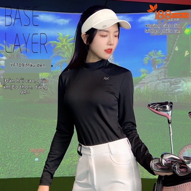 Áo thun golf nữ cổ tròn tay ngắn mùa hè thu — YF709-Áo mặc trong màu đen, YF709-Áo mặc trong màu trắng
