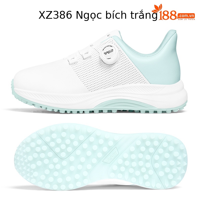 Giày thể thao nữ PGM chống nước núm vặn, đế EVA cao đàn hồi — XZ386-Màu trắng ngọc lục bảo, XZ386-Màu trắng hoa anh đào