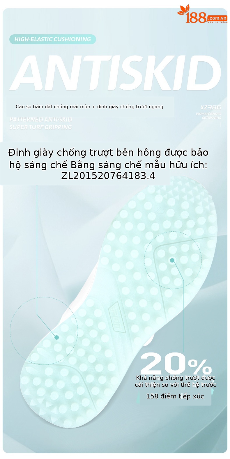 Giày thể thao nữ PGM chống nước núm vặn, đế EVA cao đàn hồi — XZ386-Màu trắng ngọc lục bảo, XZ386-Màu trắng hoa anh đào chi tiết 5