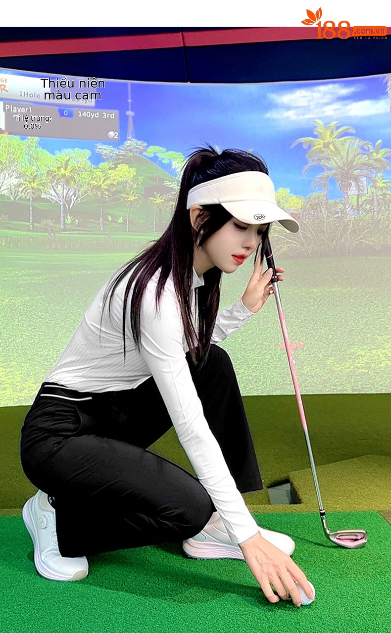 Áo thun dài tay nữ cổ tròn thể thao golf nhẹ thoáng mát — YF737 [Áo sơ mi trắng POLO, YF737 [Áo sơ mi trắng đen POLO chi tiết 15