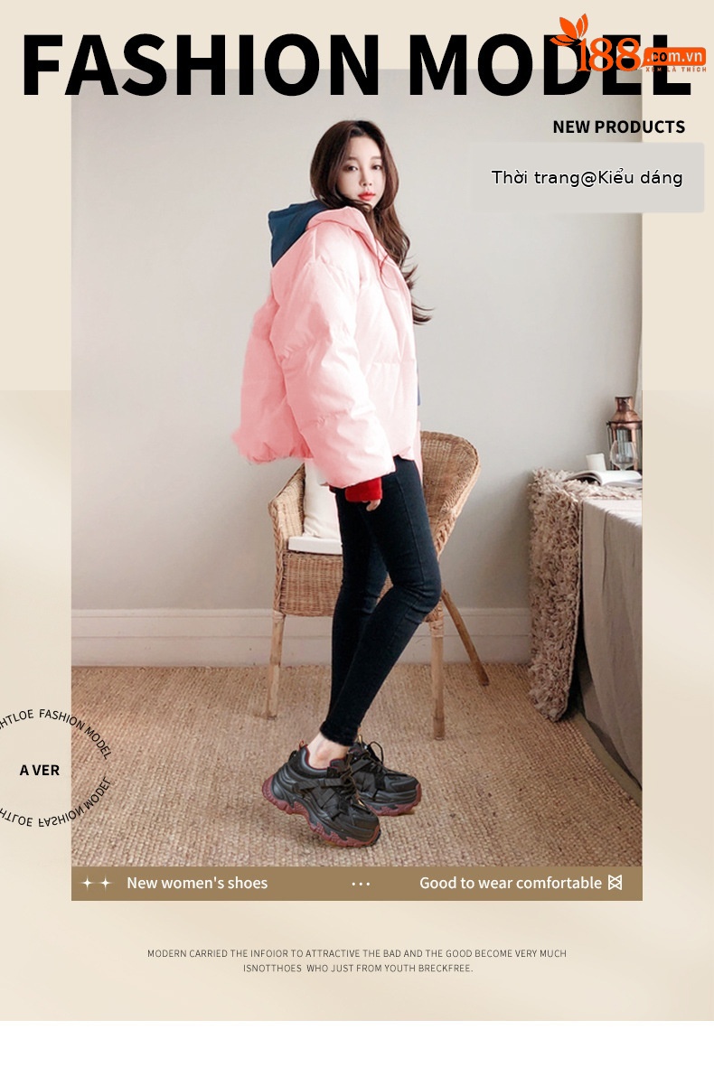 Giày sneaker nữ chunky đế dày phối màu đính đá mùa thu đông 2025 — M2661-1 đỏ lót nhung, M2661-1 màu đen lót nhung, M2661-1 bạc lót nhung, M2661 một lớp màu đen chi tiết 1