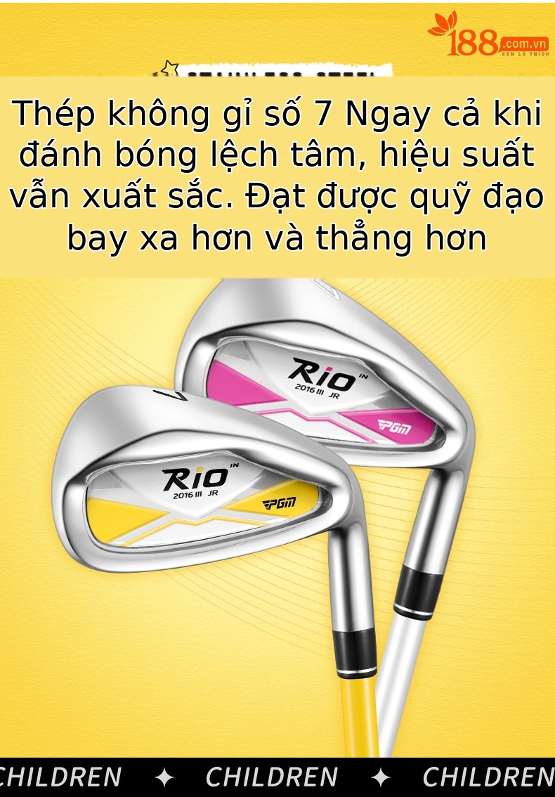 Bộ gậy golf trẻ em PGM RIO III 4 gậy kèm túi đựng cho bé trai bé gái — JRTG017-(95-115cm) túi 4 giá đỡ màu đen và vàng, JRTG017-(115-135cm) túi 4 giá đỡ màu đen và vàng, JRTG017-(135-155cm) túi 4 giá đỡ màu đen và vàng, JRTG017-(95-115cm) gói 4 giá đỡ chi tiết 5