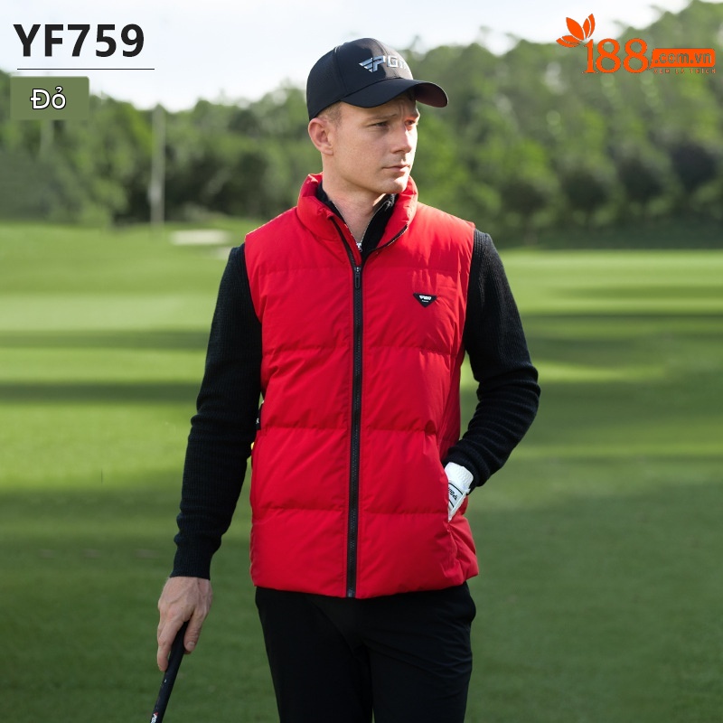 Áo gilê lông vũ PGM chống gió giữ ấm cổ đứng dành cho golf — YF759-Vest đỏ [chống gió và giữ ấm/vịt nhồi], YF759-Áo vest đen [chống gió và ấm áp/vịt lộn], YF759-Vest trắng [Chống gió và giữ ấm/Đổ đầy lông vịt]
