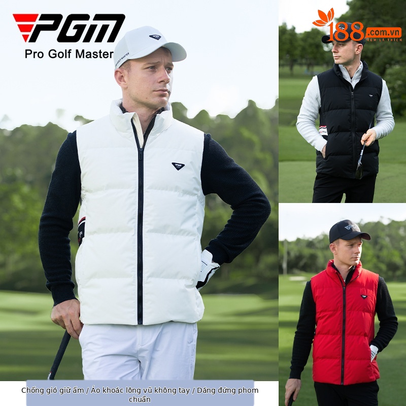 Áo gilê lông vũ PGM chống gió giữ ấm cổ đứng dành cho golf — YF759-Vest đỏ [chống gió và giữ ấm/vịt nhồi], YF759-Áo vest đen [chống gió và ấm áp/vịt lộn], YF759-Vest trắng [Chống gió và giữ ấm/Đổ đầy lông vịt]