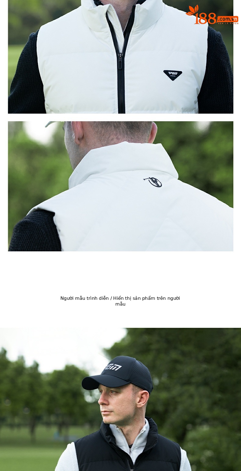 Áo gilê lông vũ PGM chống gió giữ ấm cổ đứng dành cho golf — YF759-Vest đỏ [chống gió và giữ ấm/vịt nhồi], YF759-Áo vest đen [chống gió và ấm áp/vịt lộn], YF759-Vest trắng [Chống gió và giữ ấm/Đổ đầy lông vịt] chi tiết 8