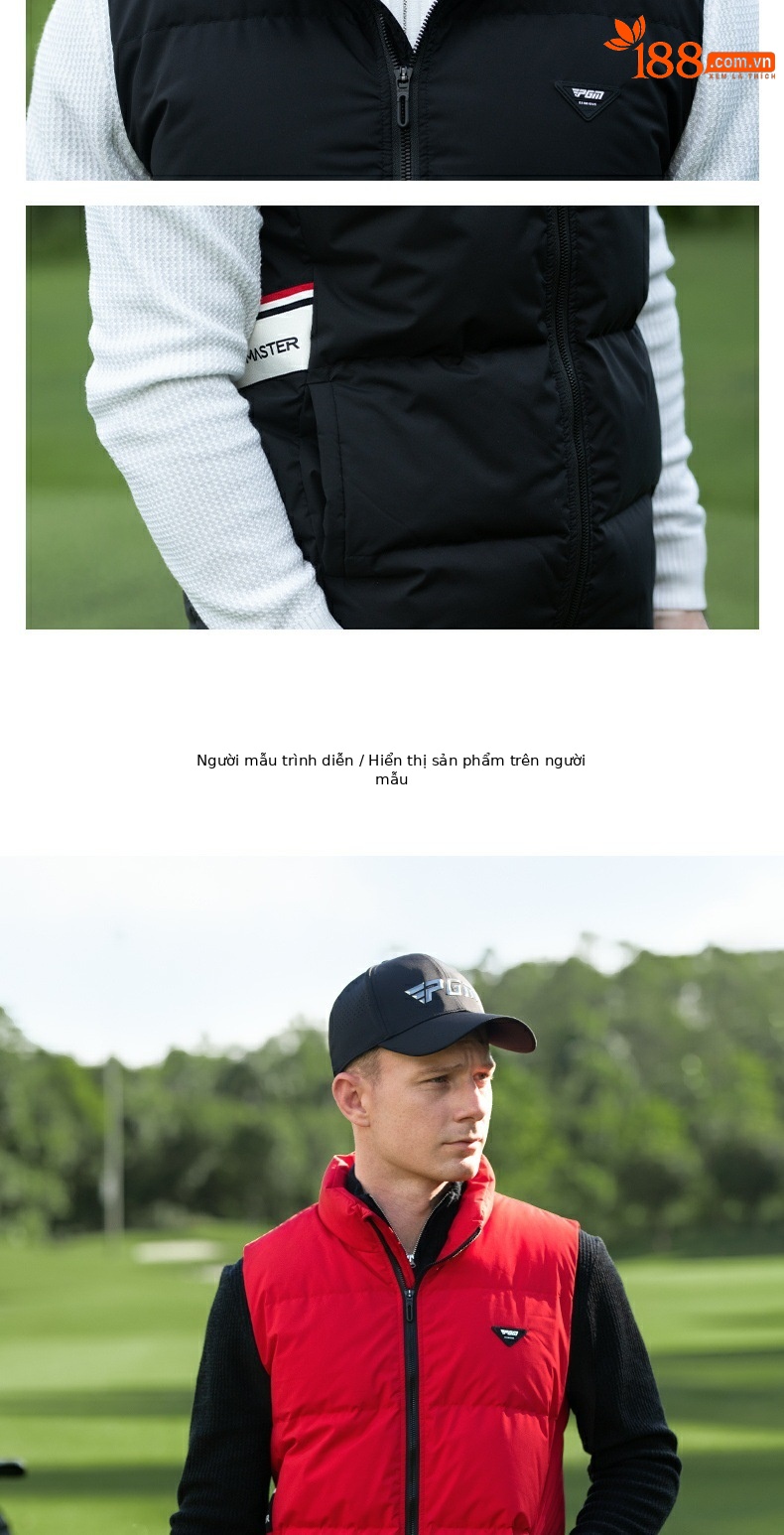 Áo gilê lông vũ PGM chống gió giữ ấm cổ đứng dành cho golf — YF759-Vest đỏ [chống gió và giữ ấm/vịt nhồi], YF759-Áo vest đen [chống gió và ấm áp/vịt lộn], YF759-Vest trắng [Chống gió và giữ ấm/Đổ đầy lông vịt] chi tiết 12