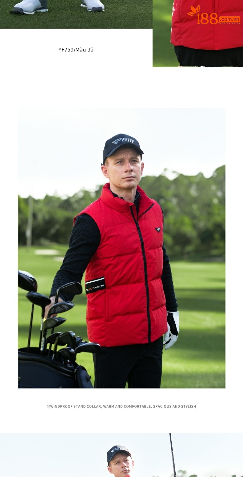 Áo gilê lông vũ PGM chống gió giữ ấm cổ đứng dành cho golf — YF759-Vest đỏ [chống gió và giữ ấm/vịt nhồi], YF759-Áo vest đen [chống gió và ấm áp/vịt lộn], YF759-Vest trắng [Chống gió và giữ ấm/Đổ đầy lông vịt] chi tiết 14
