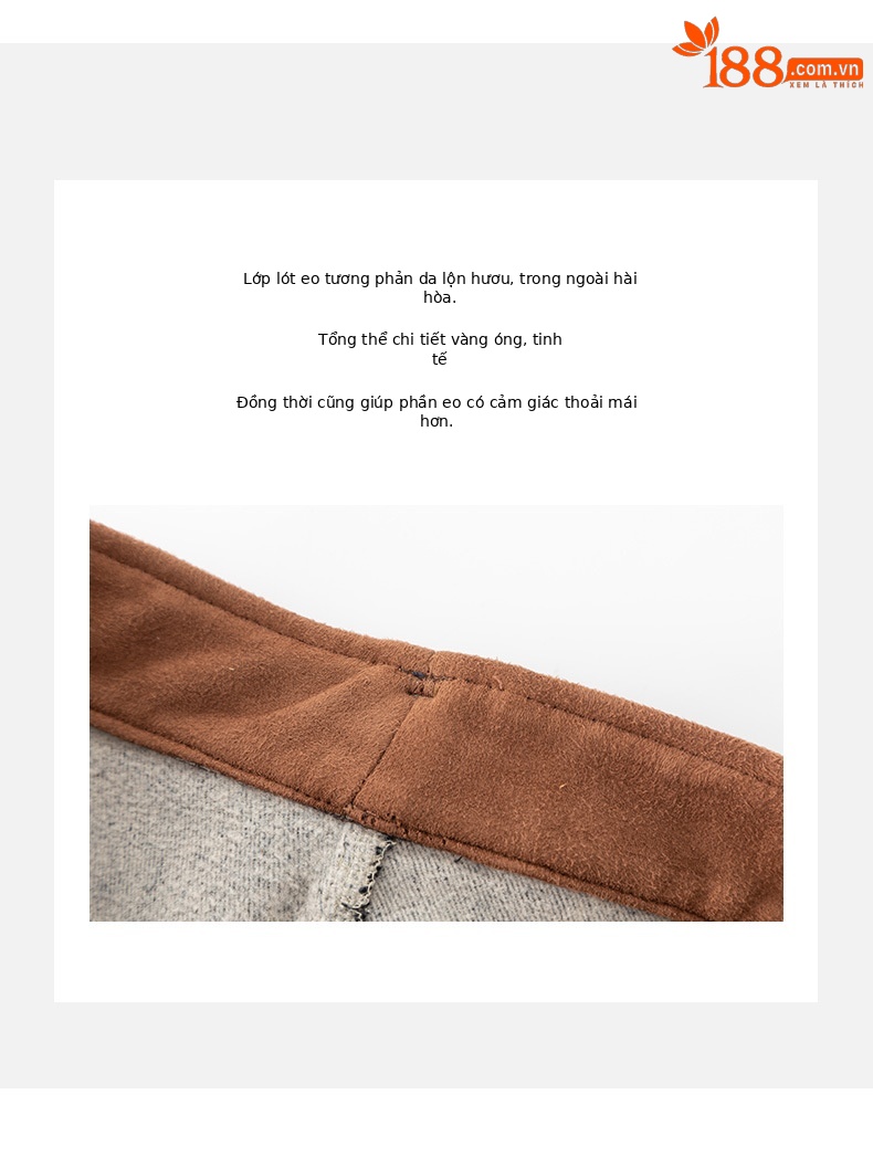 Quần jean ống loe nữ cạp cao lót lông ấm — Màu xanh denim chi tiết 11