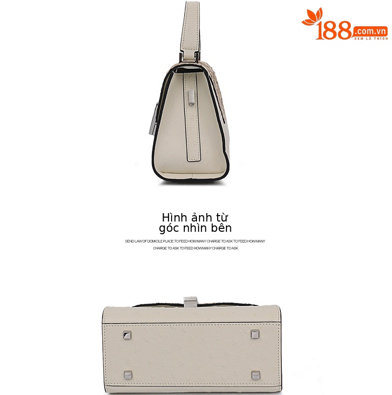 Túi đeo chéo nữ da bò mềm họa tiết vảy rắn phong cách vintage — Màu trắng be, Màu bạc chi tiết 8
