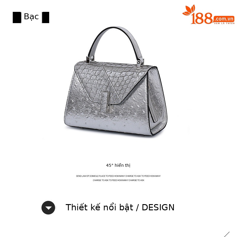 Túi đeo chéo nữ da bò mềm họa tiết vảy rắn phong cách vintage — Màu trắng be, Màu bạc chi tiết 10