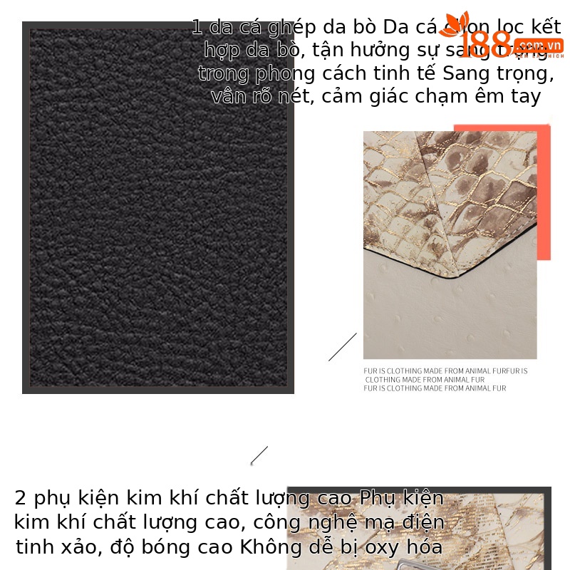 Túi đeo chéo nữ da bò mềm họa tiết vảy rắn phong cách vintage — Màu trắng be, Màu bạc chi tiết 11