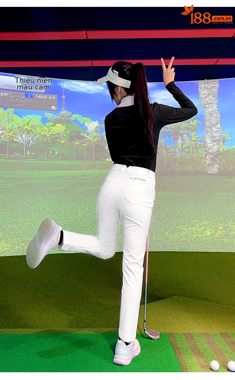Áo phông golf nữ dài tay giả cổ đứng cổ chữ V PGM — YF738 [Áo lót lông chải/ôm dáng thon gọn] Áo kaki, YF738 [Áo lót lông chải/ôm dáng gầy] màu đen, YF738 [Áo lót lông/ôm dáng gầy] màu xanh nhạt chi tiết 8