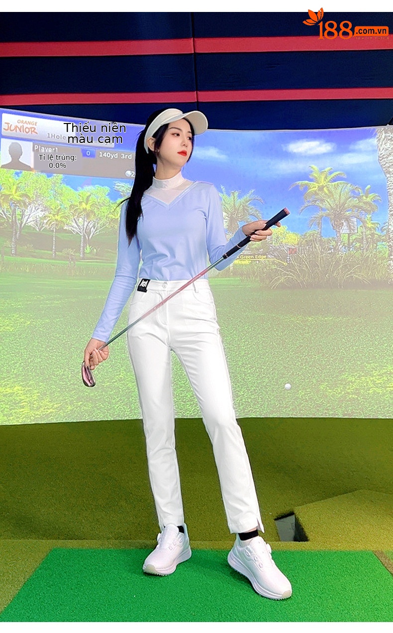 Áo phông golf nữ dài tay giả cổ đứng cổ chữ V PGM — YF738 [Áo lót lông chải/ôm dáng thon gọn] Áo kaki, YF738 [Áo lót lông chải/ôm dáng gầy] màu đen, YF738 [Áo lót lông/ôm dáng gầy] màu xanh nhạt chi tiết 13