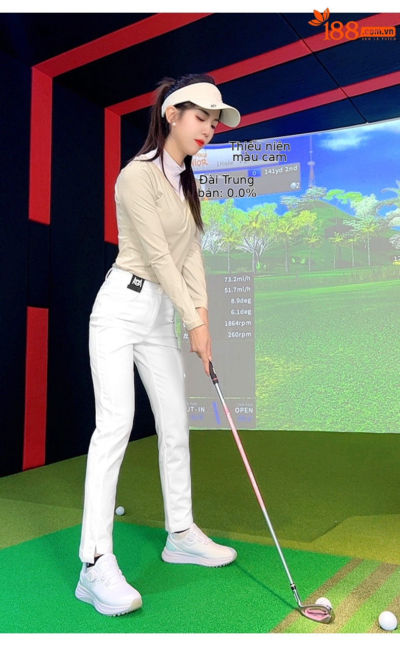Áo phông golf nữ dài tay giả cổ đứng cổ chữ V PGM — YF738 [Áo lót lông chải/ôm dáng thon gọn] Áo kaki, YF738 [Áo lót lông chải/ôm dáng gầy] màu đen, YF738 [Áo lót lông/ôm dáng gầy] màu xanh nhạt chi tiết 17
