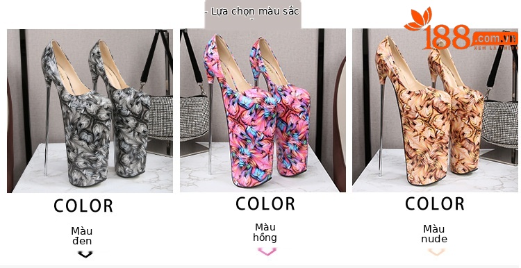 Giày cao gót nữ mũi nhọn gót kim loại 30 cm cỡ lớn — Màu đen da bóng chi tiết 1
