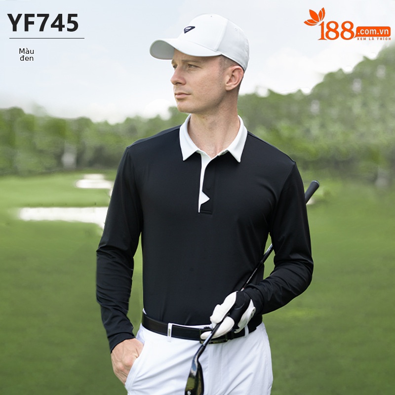 Áo thun golf nam dài tay cổ bẻ PGM thoáng khí mềm mại — YF745-Áo đen [mềm mại và thoải mái/thiết kế phối màu], YF745-Áo trắng [mềm mại và thoải mái/thiết kế phối màu], YF745-Áo màu xanh nhạt [mềm mại và thoải mái/thiết kế phối màu]